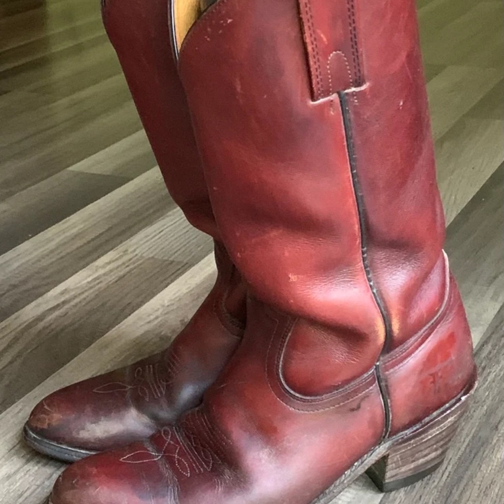 Vintage Frye Burgundy Western Cowboy Boots